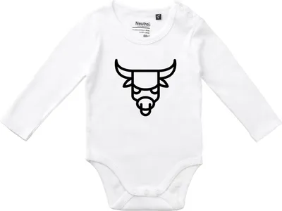 Produktbild von Huuraa Baby Body Stier Sternzeichen Symbol 74 White  Baumwolle Fairtrade Langarmbody Geschenkidee