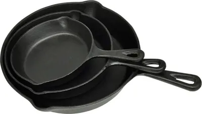 Produktbild von vidaXL 3-tlg. Steakpfannen Set Gusseisen