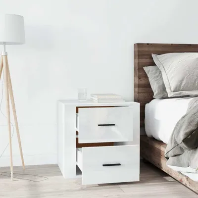 Immagine prodotto di Maison Exclusive - Comodino bianco lucido 50x39x47 cm