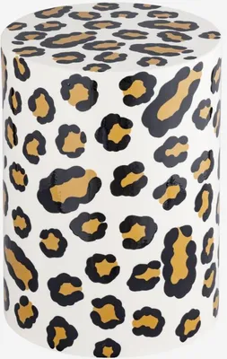 Produktbild von sweeek - Beistelltisch, Sofaende, Nachttisch aus emailliertem Stahl, Leopardenmuster Ø 33 x H 46 cm - Leopard