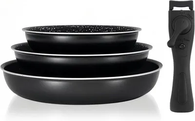 Immagine prodotto di Set di padelle a induzione - 3 pezzi - nero - facile da pulire