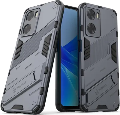 Produktbild von Armor Hülle für Oppo A57 4G, Hybrid PC TPU Bumper Stoßfestes Schutzhülle mit Standfunktion Grau