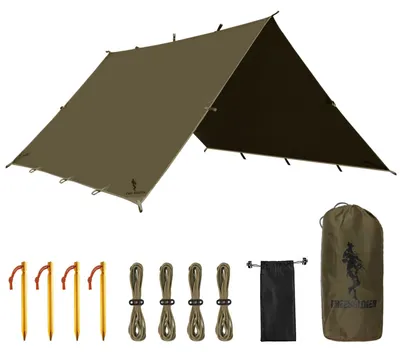 Produktbild von Zeltplane Sonnensegel Regenschutz - Wasserdicht - 300 x 300 cm - Olivgrün - Für Camping und Outdoor