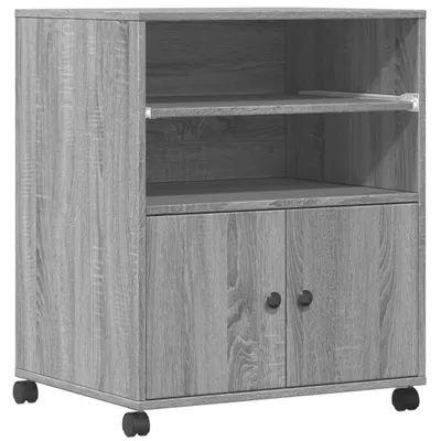 Zdjęcie produktu dla vidaXL Stojak na drukarkę z kółkami szary Sonoma 60x48x74 cm