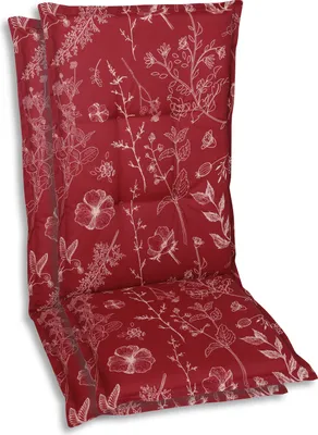 Produktbild von GO-DE Textil, Sesselauflage Hochlehner, 2er Set, Farbe: rot, Maße: 120 cm x 50 cm x 6 cm, Rueckenhoehe: 70 cm