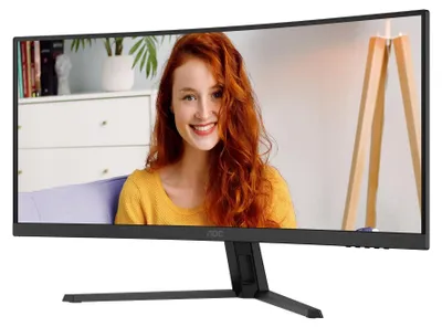 Produktbild von AOC Basic-line CU34B3E - B3 Series - LED-Monitor - gebogen - 86.36 cm (34") - 3440 x 1440 WQHD @ 120 Hz - VA - 300 cd/m² - 3500:1 - HDR10 - 1 ms - HDMI, DisplayPort - Schwarz