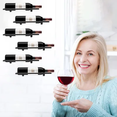 Produktbild von Weinregal Metall - Wandmontierter Weinhalter - Flaschenregal - Aufbewahrung für die Wand - Hängendes Weinregal - Wanddekoration - Rotweinregal - Organizer für Zuhause - Küchenbar Displaydekoration - Schwarz 6