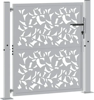 Image de vidaXL Portail de jardin 100x100 cm Acier résistant aux intempéries Design de feuilles