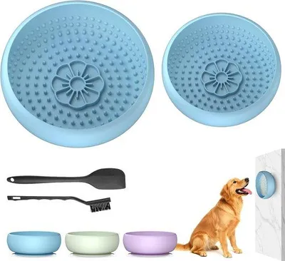 Produktbild von Famanu Anti-Schlucknapf Set von 2 - Silikon Slow Feeder mit Saugnapf - rutschfest und lebensmittelecht