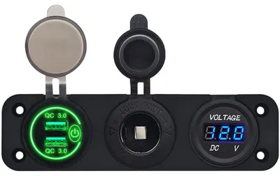 Produktbild von ProRide 12V USB-Autoladegerät 2 Ports QC3.0 + Voltmeter, 3-fach