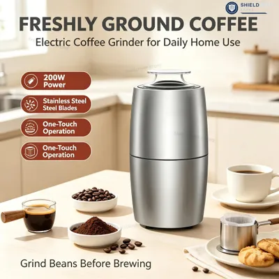 Produktbild von Elektrische Kaffeemühle 200W, Edelstahl, für Kaffee, Nüsse, Gewürze und Samen