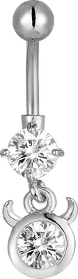 Produktbild von Karisma Edelstahl Bauchnabelpiercing Banana Anhänger Teufel Zirkonia - HB190 - Silber