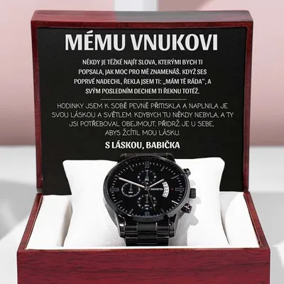Obrázek produktu pro Lovilion Mému vnukovi - Černé pánské hodinky s chronografem - ZED_CHRONOMASTER a dárkovou krabičkou