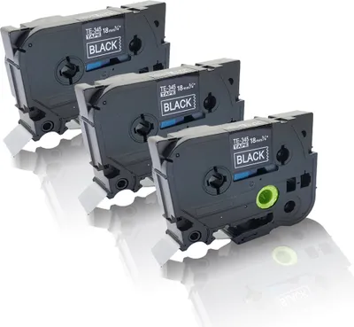 Produktbild von Print-Klex 3x Schriftband kompatibel kompatibel mit Brother P-Touch H 500 Series Weiß auf schwarz TZE 345 18mm TZ345 Ptouch Label Tape