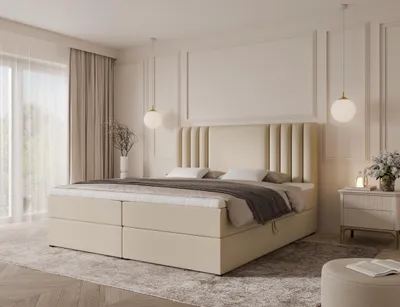 Produktbild von Emlar Boxspringbett Sava 160x200 - Bett mit Matratze und Topper - Boxspringbett mit Bettkasten und Matratze - Boxspringbett Beige (Magic Velvet 2250)