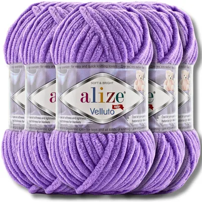 Obrázok produktu pre Alize 5x 100g Velluto, hrubá priadza, jednotná farba, chenille, vhodná na háčkovanie a pletenie (43)