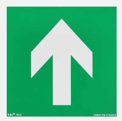 Produktbild von notlok Safety Work - 1x - Evakuierungsschild - Gerader Pfeil - 15x15cm | PVC Platte + Schaumstoffklebeband | Notausgangsschild Nachleuchtend