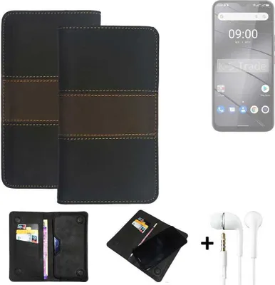 Produktbild von K-S-Trade Handyhülle + Kopfhörer kompatibel mit Gigaset GS5 Schutzhülle Walletcase Bookstyle Tasche Schutz Case Hülle Wallet Cover Kunstleder