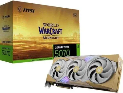 Produktbild von MSI GeForce RTX 5070 12G World of Warcraft MIDNIGHT LIGHT EDITION OC, GeForce RTX 5070, 12 GB, GDDR7, 192 Bit, 7680 x 4320 Pixel, PCI Express 5.0