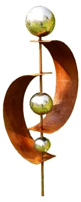 Produktbild von Gartendeko Stab aus Rost, 117 cm, mit 3 Edelstahlkugeln