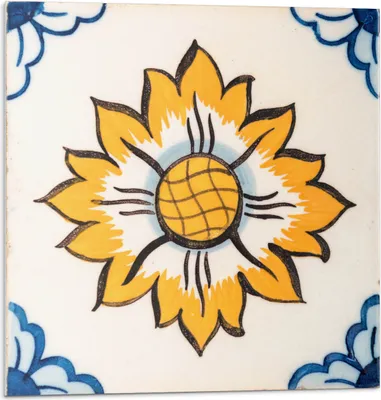 Produktbild von Florales Keramikmuster – Selbstklebend – Wandverkleidung – Wandpaneel – Wanddeko – Dekorative Wandpaneele – 3D Wandpaneele – Wandgestaltung selbstklebend – 4 Stück 50 x 50 cm