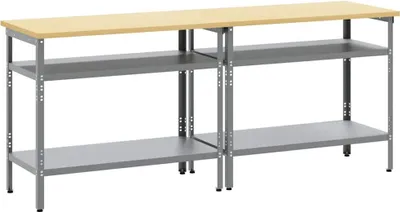 Immagine prodotto di Set banco da lavoro 2 pcs Beige e grigio 200 x 55 x 85 cm
