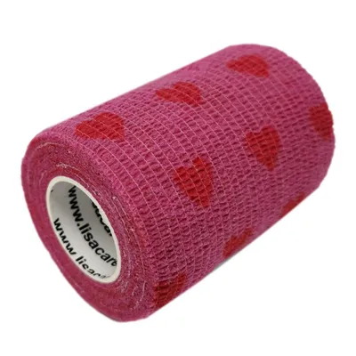 Produktbild von LisaCare selbsthaftende Bandage - Herzen Rosa - 7,5cm x 4,5m
