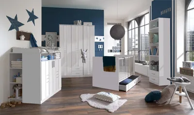 Produktbild von wimex Babyzimmer Set, Weißeiche & Leinenweiß, Softclose, Bela \"Borkum\", 7-teilig, umbaubar zum Juniorbett