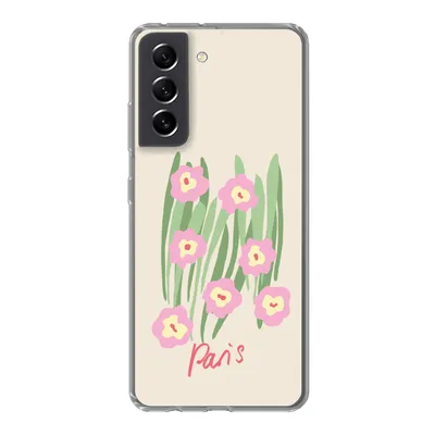 Produktbild von MuchoWow® Handyhülle Schutzhülle Hülle für Samsung Galaxy S21 FE Blume - Rosa - Gras Silikon Softcase Handy Hülle - Mobiltelefonhülle