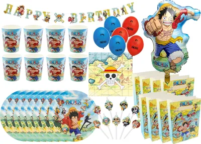 Obrázok produktu pre One Piece - Detská narodeninová súprava (61 kusov) Taniere Šálky Dekorácie Narodeniny
