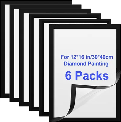 Produktbild von Diamond Painting Rahmen, 6 Packungen Diamond Painting Bilderrahmen 30x40 cm Schwarz Selbstklebend Magnetisch Bilderrahmen für Wanddekoration zu Hause