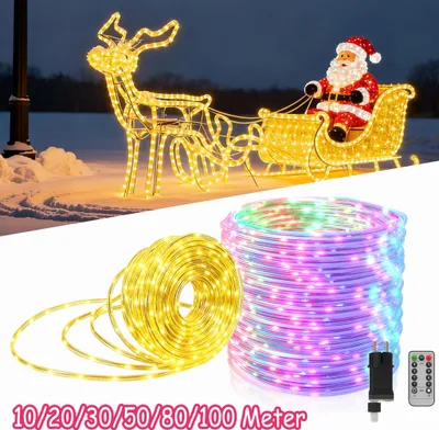 Image de Tube lumineux LED LARS360 pour Noël, fêtes et mariages, crée une ambiance chaleureuse et festive, 20m 200 LED blanc chaud, télécommande, 8 modes, minuterie & variateur de lumière