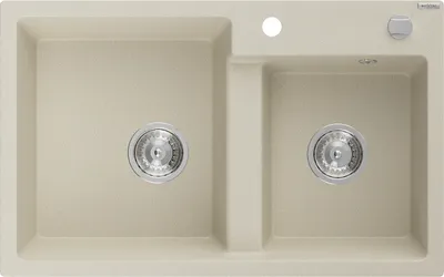 Produktbild von Mexen Tomas 2-Becken-Granit-Spülbecken 800 x 500 mm, Beige, Siphon chrom - 6516802000-69