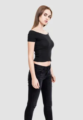 Immagine prodotto di Top a coste off shoulder nero S