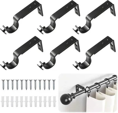 Produktbild von Famanu Halter für Gardinenstangen - Verstellbar - Durchmesser 20-25 mm - Aluminiumlegierung - Wand- und Deckenhalterung