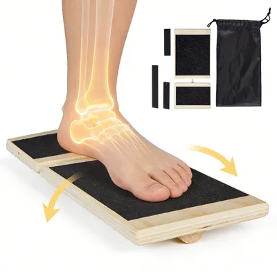 Produktbild von Balance Board für Erwachsene - Fußtrainer Gleichgewichtstrainer - Rutschfestes Sprunggelenk-Training - Für Physiotherapie & Reha - Mit Tragebeutel - 30 x 14 x 3 cm