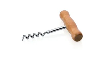 Produktbild von Korkenzieher mit Holzgriff, 10 cm, verchromt