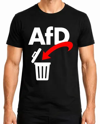 Obrázek produktu pro Tričko "NoAfD", černé barvy, velikost L, s nápisem "Anti-AfD" a ironickým podtextem