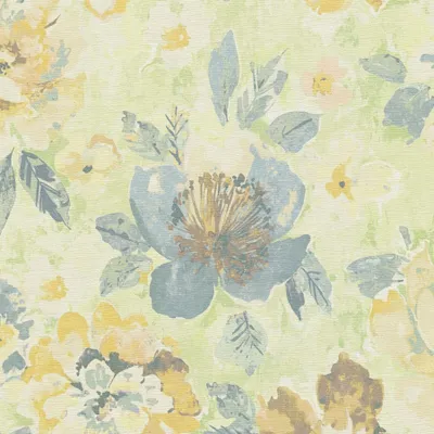 Produktbild von Florale Mustertapete Grün Blau Gelb – Vliestapete mit Aquarell-Blumenmuster AS-Creation (KG-174493)