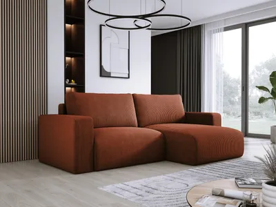 Obrázok produktu pre DomoHome Univerzálna rohová sedačka s funkciou spania a lôžkom Mäkká tkanina Flexibilné nastaviteľné pravé rozloženie Plocha na spanie: 205x125cm Rozmery: 247x143x83cm Farba: hnedá