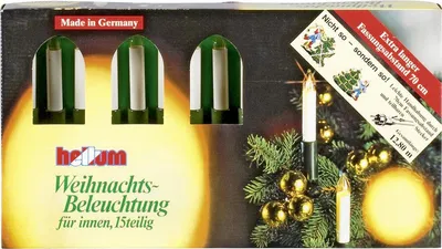 Immagine prodotto di HELLUM Lichterkette Schaftkerze 15 Kerzen klar für innen Schaft/Kabel grün 12,8m elfenbein