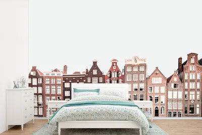 Produktbild von MuchoWow® Fototapete für Wohnzimmer oder Schlafzimmer Wandtapete Vinyl Motivtapete Amsterdam - Architektur - Häuser - Straße - 600x400 cm - Vinyltapeten