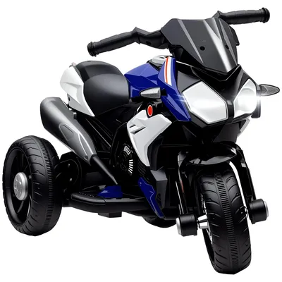 Obrázek produktu pro Elektrické dětské motorkářské vozítko se světly a zvuky | Barva: Modrá + Bílá | Rozměry: 42 x 86 x 52 cm