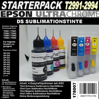 Produktbild von T2991 - T2994 Starterpack mit 4 Patronen + 60ml UltraChrome DS Sublimationstinte