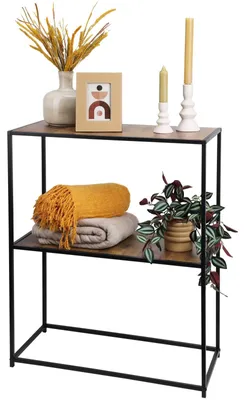 Productafbeelding van Wandplank, staande plank voor wandmontage, metaal/MDF, 2 planken, breedte 70 cm, diepte 30 cm, hoogte 85 cm