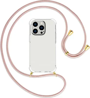Produktbild von Handykette Backcover-Schutzhülle mit Band (Metall goldfarben) für Apple iPhone 14 Pro (6.1'') - roségold