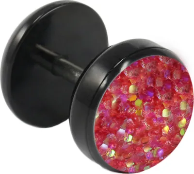 Produktbild von Fake Plug Ohrstecker schwarz Glitterline in verschiedenen Farben und Größen Farbe - Pink-Aurora Borealis Größe - 8 mm