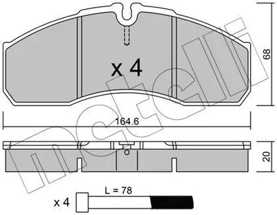Produktbild von METELLI Bremsbeläge Satz Vorne Bremsklötze passend für MERCEDES-BENZ SPRINTER 5-t Pritsche/Fahrgestell (905) 22-0578-5