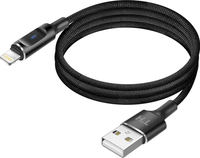 Produktbild von Avizar, USB-A auf Lightning Kabel LED 2,4A Schnellladekabel Nylon 1,5m, Schwarz