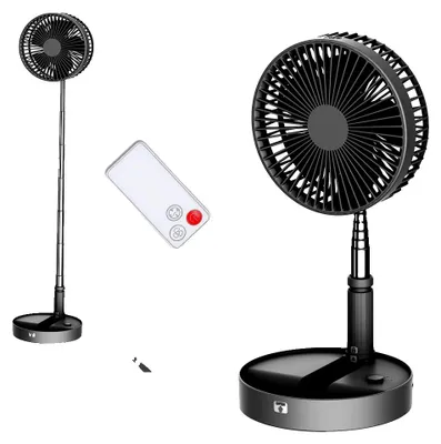 Obrázek produktu pro Přenosný ventilátor, složený rozměr 3,7 x 7,76 palce, výkon 5 W, napětí 5 V, baterie 7200 mAh, nastavitelná výška od 14,2 palce do 3,3 stopy
